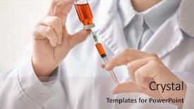  Presentation with vaccination - Cool new presentation with liquid medication - doctor holding syringe and medicine backdrop and a coral colored foreground