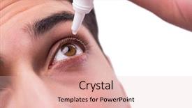  Presentation with eye care - Amazing presentation theme having liquid medication - young man in eye care backdrop and a lemonade colored foreground