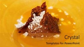  Presentation with chocolate ice cream - Slide set featuring liquid nitrogen - chocolate ice cream and fruit background and a gold colored foreground