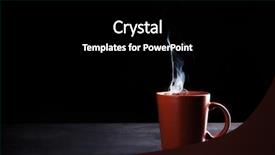  Presentation with hot and cold coffee cup - PPT theme having liquid on table against dark background and a  colored foreground
