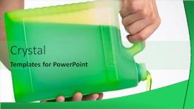  Presentation with plastic bottle - Presentation design enhanced with liquid-soap-in-plastic-bottle background and a seafoam green colored foreground