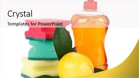  Presentation with sponges - PPT theme featuring liquid sponges and fresh lemon background and a  colored foreground
