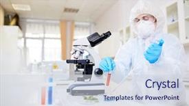  Presentation with investigation - Presentation theme having liquid substances and plant background and a sky blue colored foreground