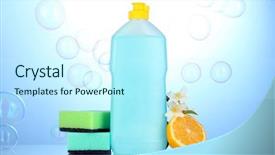  Presentation with dishwashing - Slides with liquid with sponges and lemon background and a  colored foreground