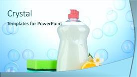  Presentation with dishwashing - Cool new PPT layouts with liquid with sponges and lemon backdrop and a  colored foreground