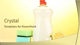 Presentation with dishwashing - Presentation design consisting of liquid with sponges and lemon background and a  colored foreground