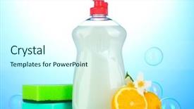  Presentation with dishwashing - Cool new PPT theme with liquid with sponges and lemon backdrop and a  colored foreground