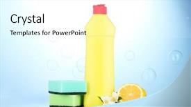  Presentation with dishwashing - Slide set enhanced with liquid with sponges and lemon background and a  colored foreground