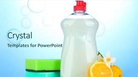  Presentation with dishwashing - PPT layouts enhanced with liquid with sponges and lemon background and a  colored foreground