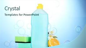  Presentation with dishwashing - Slides enhanced with liquid with sponges and lemon background and a  colored foreground