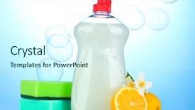  Presentation with dishwashing - PPT theme enhanced with liquid with sponges and lemon background and a  colored foreground