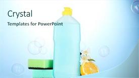  Presentation with dishwashing - Cool new slide deck with liquid with sponges and lemon backdrop and a  colored foreground