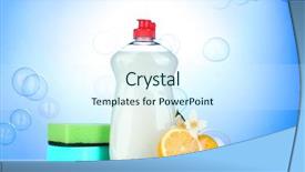 Presentation with dishwashing - Amazing PPT theme having liquid with sponges and lemon backdrop and a  colored foreground