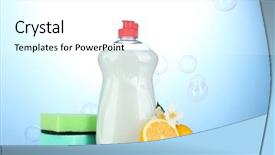  Presentation with dishwashing - Slide deck consisting of liquid with sponges and lemon background and a  colored foreground