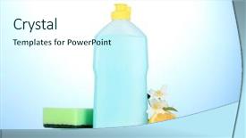  Presentation with dishwashing - Amazing slide deck having liquid with sponges and lemon backdrop and a  colored foreground