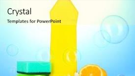  Presentation with dishwashing - PPT layouts with liquid with sponges and lemon background and a  colored foreground