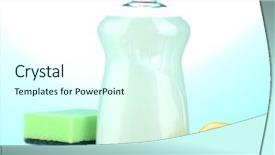  Presentation with dishwashing - PPT theme consisting of liquid with sponges and lemon background and a cool aqua colored foreground