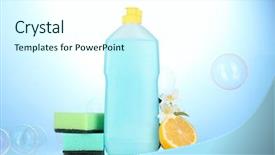  Presentation with dishwashing - Presentation featuring liquid with sponges and lemon background and a  colored foreground