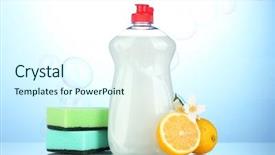  Presentation with dishwashing - Audience pleasing theme consisting of liquid with sponges and lemon backdrop and a  colored foreground