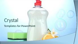  Presentation with dishwashing - PPT theme enhanced with liquid with sponges and lemon background and a cool aqua colored foreground