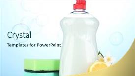  Presentation with dishwashing - Colorful presentation theme enhanced with liquid with sponges and lemon backdrop and a  colored foreground
