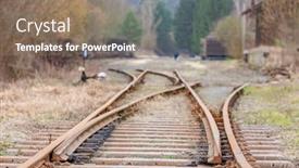  Presentation with railway tracks - Presentation design with liquidation-of-old-tracks background and a coral colored foreground