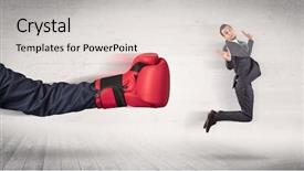  Presentation with boxing - Presentation design featuring liquidity management - arm with red boxing gloves background and a light gray colored foreground