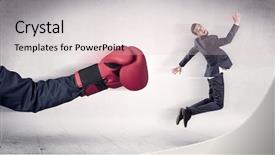  Presentation with pink boxing gloves - Presentation theme having liquidity management - huge boxing gloves punches innocent background and a lemonade colored foreground