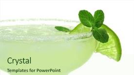  Presentation with cocktail - Slide deck having liquir sales - delicious margarita cocktail on white background and a soft green colored foreground