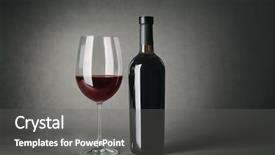  Presentation with wine store - Audience pleasing theme consisting of liquir store - bottle of wine and glass backdrop and a gray colored foreground