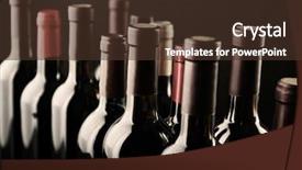  Presentation with wine store - Audience pleasing theme consisting of liquir store - different wine bottlenecks on dark backdrop and a tawny brown colored foreground