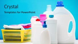  Presentation with bottles - Colorful presentation design enhanced with liquir store - photo of several bottles backdrop and a cyan colored foreground