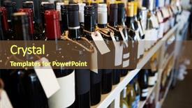  Presentation with bottles - Colorful PPT theme enhanced with liquor - bottles of wine on display backdrop and a tawny brown colored foreground