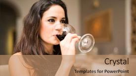  Presentation with wine - Slides with liquor - woman drinking wine beautiful young background and a coral colored foreground