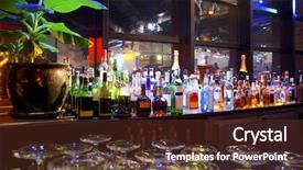  Presentation with night club - Audience pleasing slides consisting of liquor bar - assorted colorful bottles of alcoholic backdrop and a tawny brown colored foreground