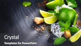  Presentation with cocktail party - Beautiful PPT layouts featuring liquor menu - background of mojito cocktail ingredients backdrop and a  colored foreground