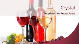  Presentation with white differene - PPT theme featuring liquor menu - different wine isolated on white background and a lemonade colored foreground