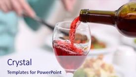  Presentation with dinner - PPT theme consisting of liquor menu - dinner with wine in restaurant background and a sky blue colored foreground