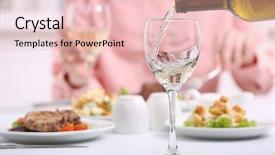  Presentation with dining restaurant - Amazing slides having liquor menu - dinner with wine in restaurant backdrop and a  colored foreground