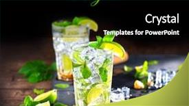  Presentation with rum - Cool new PPT theme with liquor menu - mojito cocktail on a table backdrop and a black colored foreground