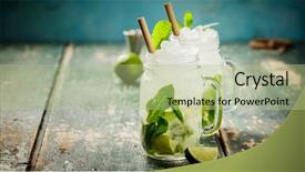  Presentation with liquor - Colorful PPT layouts enhanced with liquor menu - mojito cocktail with lime backdrop and a  colored foreground