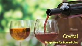  Presentation with wine - Beautiful PPT theme featuring liquor menu - red wine pouring into wine backdrop and a tawny brown colored foreground