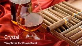  Presentation with cuban - Beautiful PPT theme featuring liquor over red satin backdrop and a tawny brown colored foreground