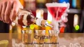  Presentation with spirit - PPT theme enhanced with liquor spirits - barman pouring hard spirit background and a gold colored foreground
