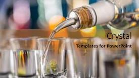  Presentation with liquor - Amazing slide deck having liquor spirits - barman pouring hard spirit backdrop and a coral colored foreground