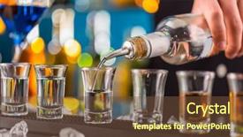 Presentation with liquor - Colorful PPT theme enhanced with liquor spirits - barman pouring hard spirit backdrop and a tawny brown colored foreground