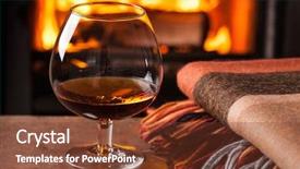  Presentation with liquor - Cool new PPT theme with liquor spirits - glass of cognac in front backdrop and a tawny brown colored foreground