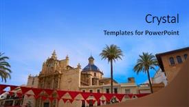  Presentation with church gala - Colorful PPT layouts enhanced with liria church of asuncion facade backdrop and a light blue colored foreground