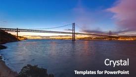  Presentation with bridge - Cool new presentation theme with lisbon and 25th of april backdrop and a tawny brown colored foreground