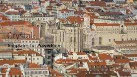  Presentation with earthquake - PPT layouts featuring lisbon-cityscape-with-ruined background and a coral colored foreground